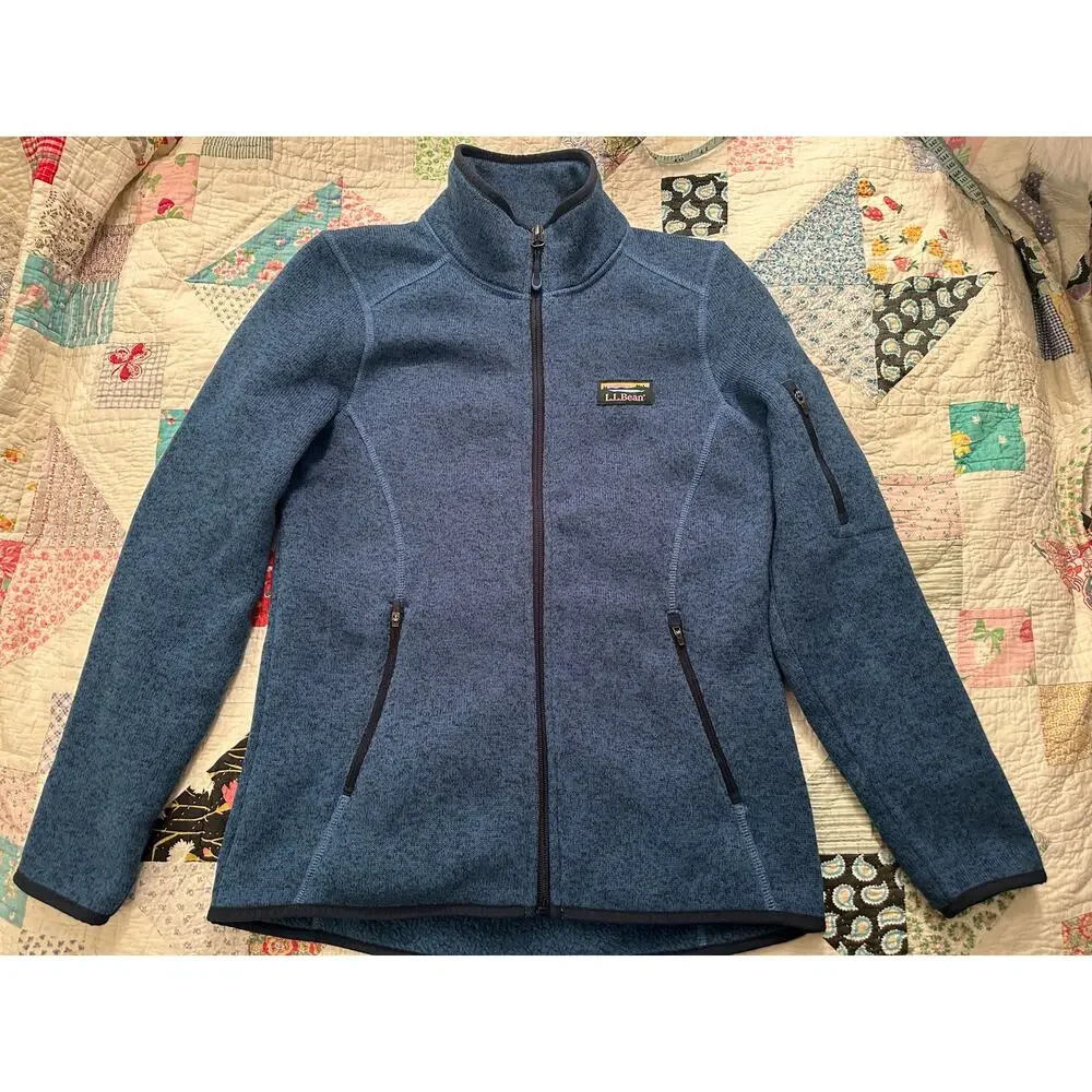 LL BEAN SWEATER FLEECE FULL ZIP JACKET SEABOARD BLUE XS